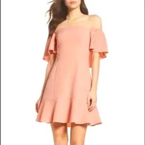 Vince Camuto Blush Off The Shoulder Ruffle Mini Cocktail Dress